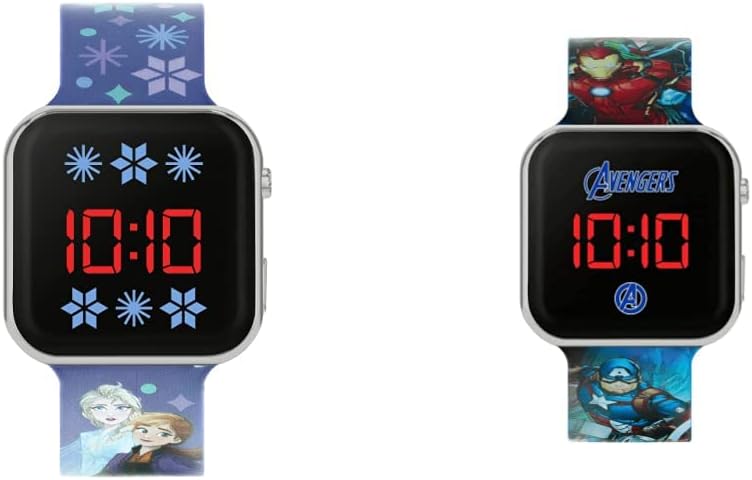 DisneyFrozen Girl's Analog Quartz Watch with Silicone Strap FZN4733ARG & Peers Hardy Boy's Digital Quartz Watch with Silicone Strap AVG4706ARG