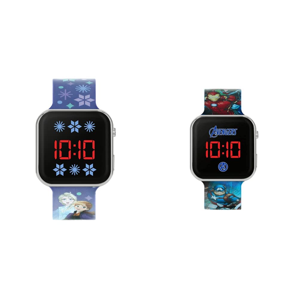 DisneyFrozen Girl's Analog Quartz Watch with Silicone Strap FZN4733ARG & Peers Hardy Boy's Digital Quartz Watch with Silicone Strap AVG4706ARG
