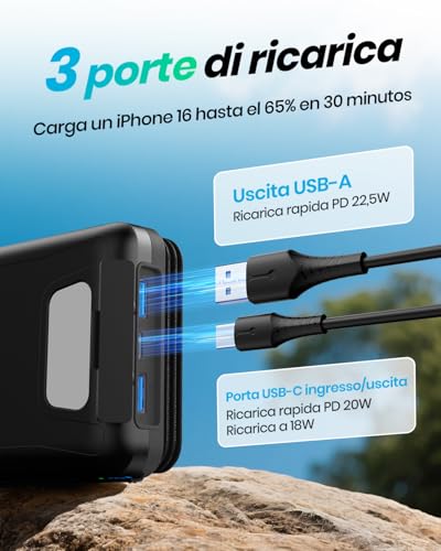 Batería Externa Solar para Camping y Senderismo con 4 Paneles 2