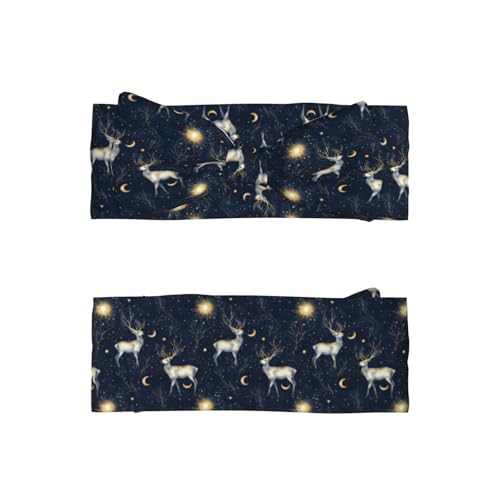 Starry Sky Elk Navy Blue Print Baby Girl Bows Headbands Baby Girls Newborn Headbands Infant Toddlers 0-6 Months2