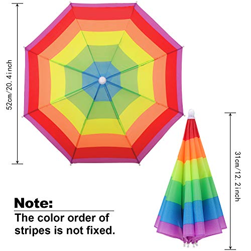 4 Pieces Rainbow Umbrella Hat Adjustable Sun-Rain Umbrella Hat For Adults And Kids (Color Set 2) #TOP1