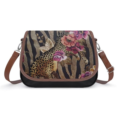 Sac à main en cuir imprimé léopard finitions luxe