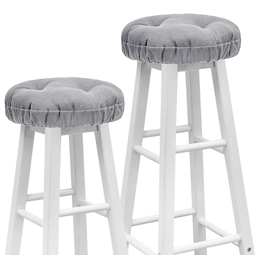 Image of 2 Pieces Bar Stool Cover Non Slip Padded Cushion, 12 Inch, Light Gray