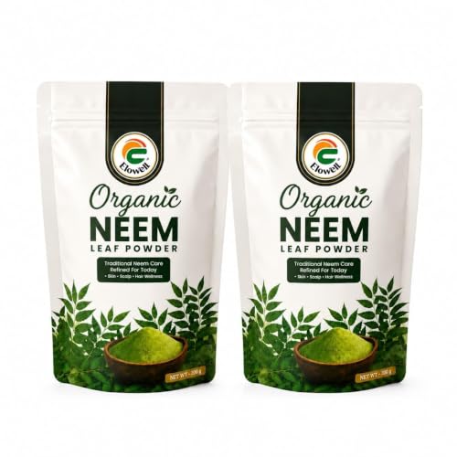 Image of Neem Powder Pack of 2 (200g Each), 100% Pure Neem Leaf, Azadirachta Indica for Face Pack, Skin Care, Hair Growth, Dandruff & Internal Consumption, Traditional Household Uses, Ayurvedic Vembu (Pack of 2)