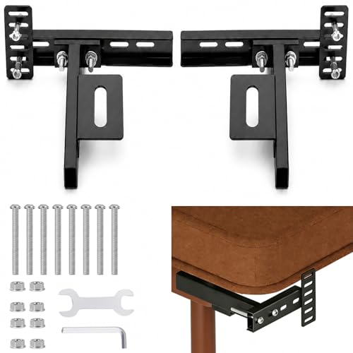 Heavy-Duty Adjustable Metal Bed Headboard Brackets Kit with Footboard Extension Universal Fit for Twin Full Queen & King Beds Powder-Coated Black