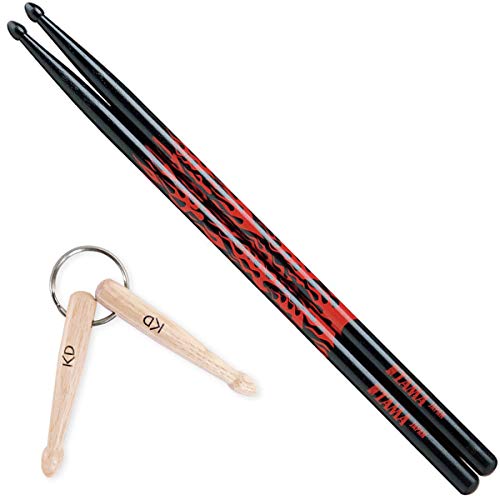 Baguettes de batterie Tama 5A Red Rhythmic Fire Black avec un porte-clés inclus