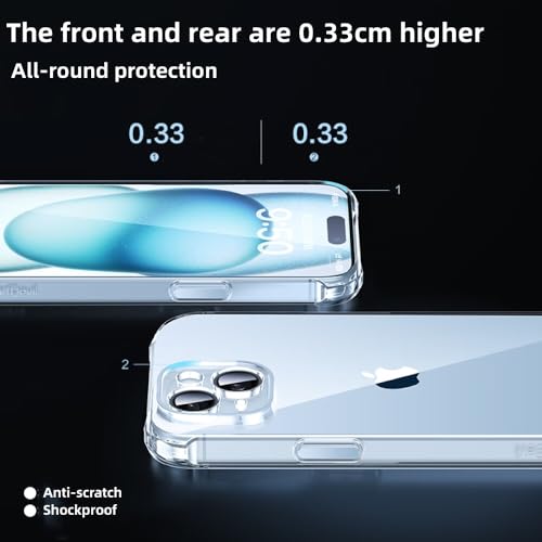 DEREAFF Case for iPhone 15 Plus (6.7-Inch), Clear 15 Plus Case Hard PC Back & Soft TPU Shockproof Anti-Scratch Phone Bumper Cover for iPhone 15 Plus - Clear - Image 4