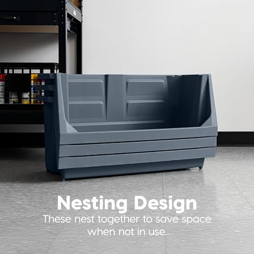 Image of IRIS USA Open Front Storage Bins, Jumbo, Heavy Duty Garage Storage, Stackable Storage Bins, Tools Hardware Hose Household Product Sporting Goods, Wide Open Front, Interlocked Secure Stacking, Gray