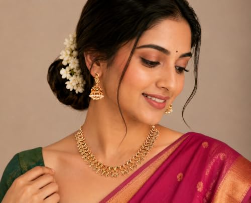 Image of Sasitrends Classic Matte Gold Plated Necklace Set For Women