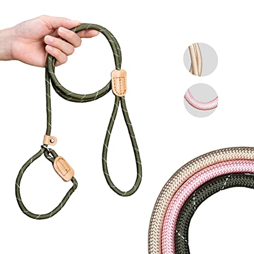 Awpland Reflective Dog Leash Slip Lead, 5.5ft Long Dog Leads for Training, Heavy Duty Nylon Dog Leash with Snap Hook, Waterproof Dog Leash for Walking, Running, Hiking, Camping