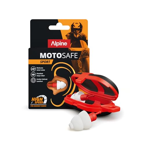 Alpine MotoSafe Sport 20 dB Motorcycle Ear Plugs Wind Noise Reduction