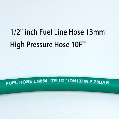 Image of Fuel Line 1 /2 inch inch, High Pressure Fuel Line Hose,10FT 13mm,Engines Fuel Systems,Marine Fuel Hose, Agricultural Machinery Fuel Line,Green,2.8Mpa 400PSI EN854-1TE