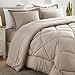 CozyLux Queen Comforter Set Linen - Bed in a Bag Queen Size 7 Pieces, Luxury Soft Bed Set for All Seasons, Bedding Set with Down Alternative Comforter, Sheets, Pillowcases & Shams
