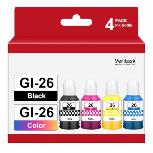 Image of GI-26 GI26 GX7021 GX4020 Ink Refill Bottles Replacement for Canon 26 Ink | for Canon MAXIFY GX7021, GX6021, GX7020, GX6020, GX4020, GX5020, GX7120, GX6120 Megatank, 4 Pack
