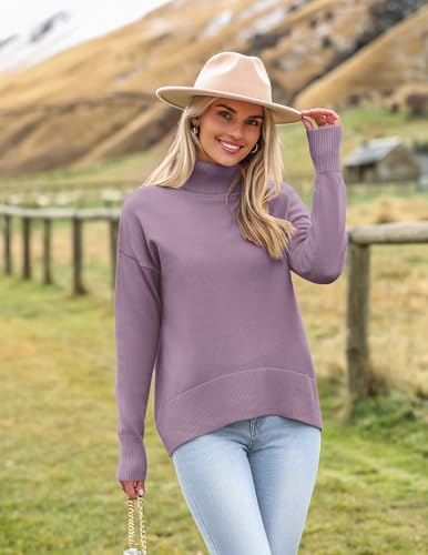 Image of Zeagoo Women's Turtleneck Sweater 2026 Fall Winter Chunky Knitted Pullover | High Low Hem Trendy Basic Jumper Top, Long Sleeve Casual Knit Pullover 2026, Fall Fashion Outfits, Winter Clothing for Women