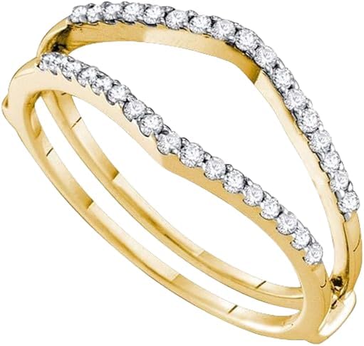 Drizzle Jewels 1.00 Ct Round Cut Lab Created Diamond Enhancer Wrap Guard Wedding Ring, 14k Yellow Gold Finish, 925 Sterling Silver