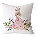 Produktbild NEEKY Kissen Dekokissen Kissenbezug Sofakissen Kissenhülle Zierkissen Kopfkissen Auto Kissenbezüge - 45cmX45cm Ostern Kaninchen Druck Polyester Sofa Auto Kissenbezug Home Decor