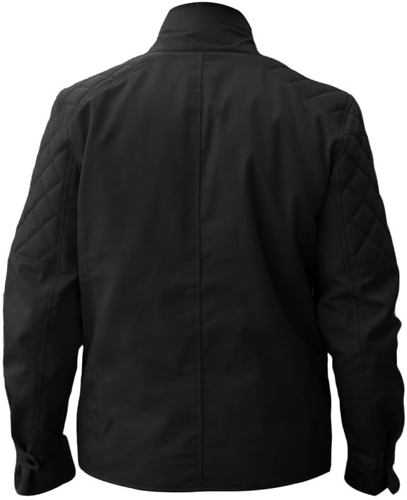 LP-FACON Mens Lightweight Cotton Quilted Fashion Jacket - Asymmetrical Belted Closure Casual Outerwear Jacket Black/Beige