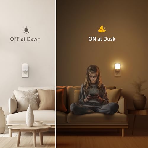 Image of Briignite Motion Sensor Night Light, Plug in, Dusk to Dawn, Adjustable Brightness Led Night Lights Soft White, 1W, Bedroom, Kids Room, Bathroom, Stair