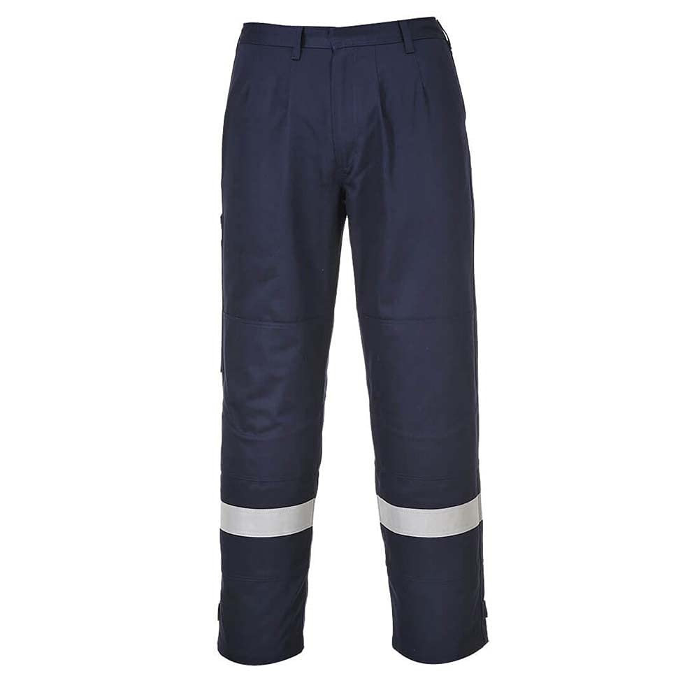 Portwest FR26 Bizflame Work Flame Resistant Trousers High Visibility Reflective FR Pants CE CAT III ATEX Welding Protection Triple Stitched Workwear, Navy, XXL