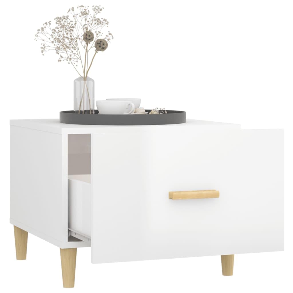 Table dappoint Salon,Table Basse Ovale,gueridon,Tables Basses 2 pcs Blanc Brillant 50x50x40cm Bois d'ingénierieGeeignet für Wohnzimmer, Schlafzimmer, Kino