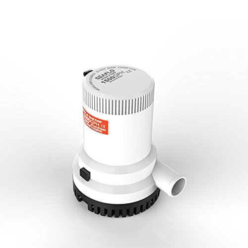 Seaflo Pompa di sentina, 1500 gph, 12 Volt, funzionamento elettrico a corrente continua, protezione anti-airlock, sommergibile, per barche da pesca
