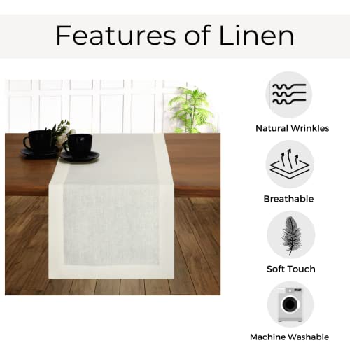 D'moksha Homes Ivory Table Runner - 14 X 72 Inch, 100% Pure Linen Hemmed Table Runners 72 Inches Long, Machine Washable, Coffee Table Runner For Spring Summer Fall #TOP3