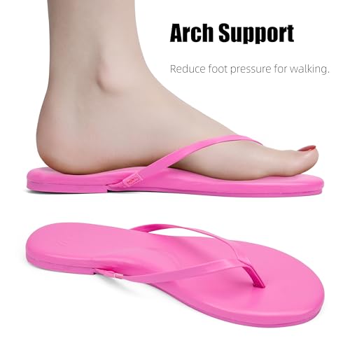 Image of INMINPIN Flat Flip Flops with Arch Support for Women - Memory Foam Flats Summer Sandals 2026 - Ultra Comfort Vegan Leather Thong Sandals Summer Beach Slide