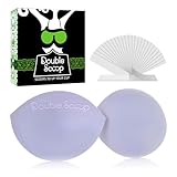 Double Scoop® Large Cup Bust Lifter w/Bonus Tape Sticky Strips, Replacement Bra Pad Inserts, Shapewear for Saggy Breasts, Push Up Cleavage Bra Hack, Foam Bra Insert, Plus Size DD+ (White)