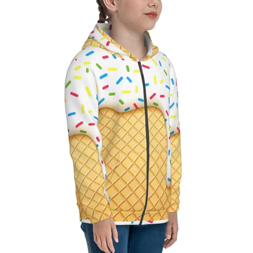 White Ice Cream Kid Hoodies Boys Zip Up Sweatshirts Girls Pullover with Pocket4
