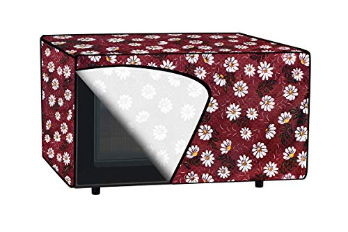 Image of The Furnishing Tree PVC Waterproof Microwave Oven Cover Compatible for Panasonic 27 L Convection NN-CT645BFDG Floral Pattern Red White