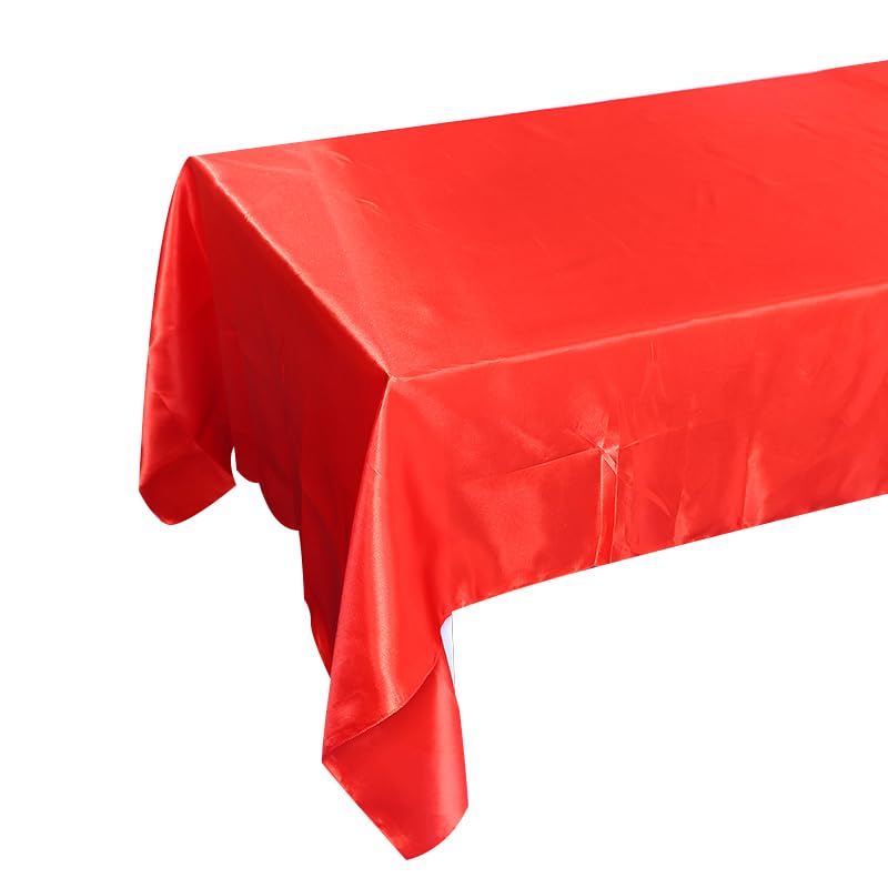 JIUERYY Tovaglia in Raso per Banchetto di Nozze Banchetto Evento Decorazione Battesimo, Rosso, 228x335CM