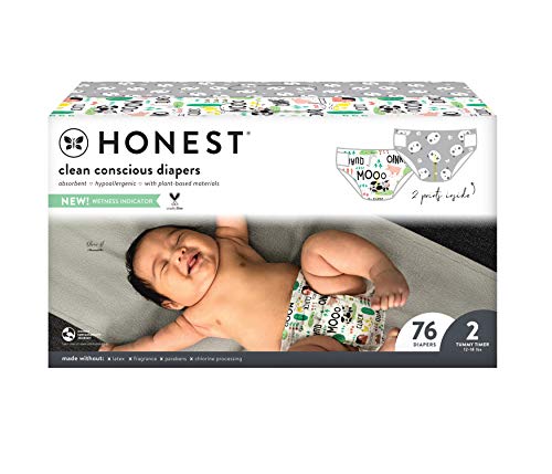 The Honest Company, Club Box, Clean Conscious Diapers, Pandas +Barnyard Babies, Size 2, 76 Count (Packaging May Vary)