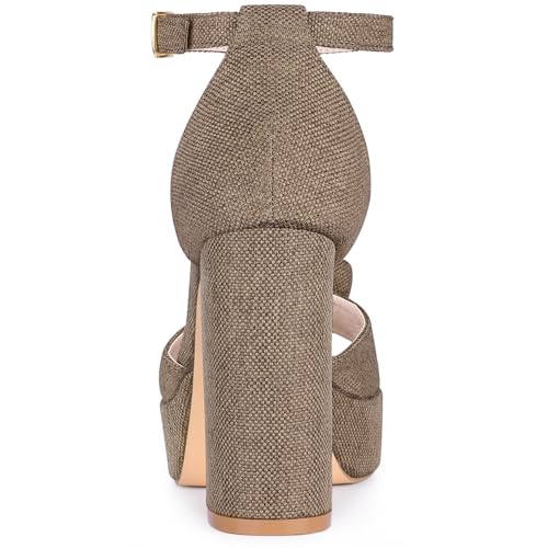 Allegra K Women's Platform Flower Heels Square Toe Chunky Heel Sandals3