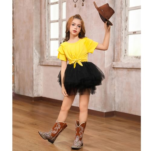 Girls Ruffle Shirts Knot Front Short Sleeve Tops Summer Cute Blouse Trendy Shirts for Girls2