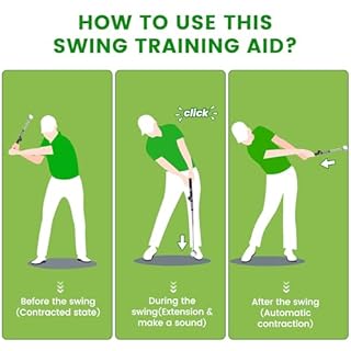 Seticek Retractable Golf Swing Training Aid,Rhythm Click Sound Warm Up Golf Swing Trainer,Golf Grip Trainer Attachment -Strength & Tempo Training for Chipping Hitting,Golf Accessories for Men