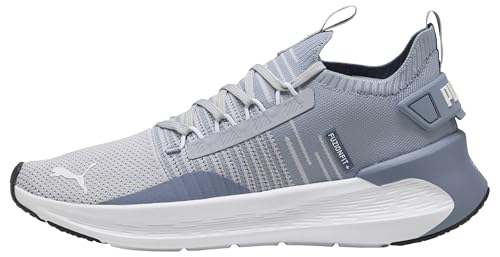 Image of Puma Mens Softride Symmetry Fuzion Running Shoes, Grauer Himmel Leuchtendes Silber Puma Weiss, 7.5 Women /6 Men