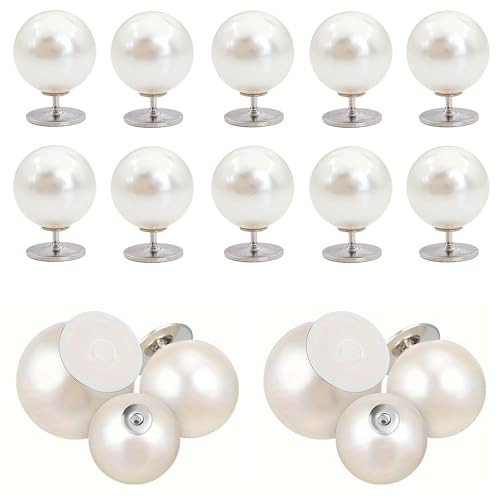 KornaDoz 10 Pieces No-Sew Pearl Buttons for Women Shirt, 10mm Instant...