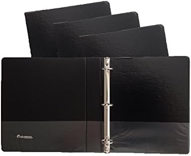 Black Vinyl Standard 3-Ring Binders, 1.5-Inch, for 8.5 x 11 Sheets, with Inside Pockets, 4-Pack