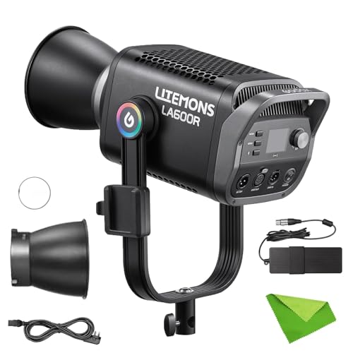 GODOX LA600R Luz de Video LED RGB a Todo Color,Lámpara de Luz Continua LED de 600W con Montura Bowens,CCT de 1800K-10000K,CRI/TLCI de 95+,para Grabación de Transmisión en Vivo y Video,Color Negro