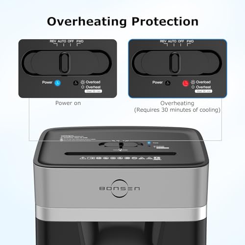 Image of BONSEN 14-Sheet Paper Shredder for Home Office, Heavy Duty Cross Cut Shredder with 5.3 Gal Pullout Bin, Quiet Shredder for CDs /Credit Card /Staple, P-4 Security, Anti-Jam System
