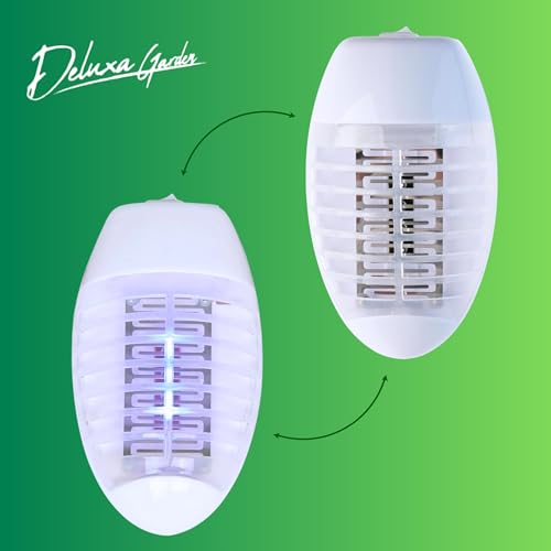 Deluxa Garden Elektrische Mückenschutz Lampe, Steckbare UV-Lampe zur Abwehr von Mücken, Fliegen und Motten, Innenbereich, 220 V – 240 V