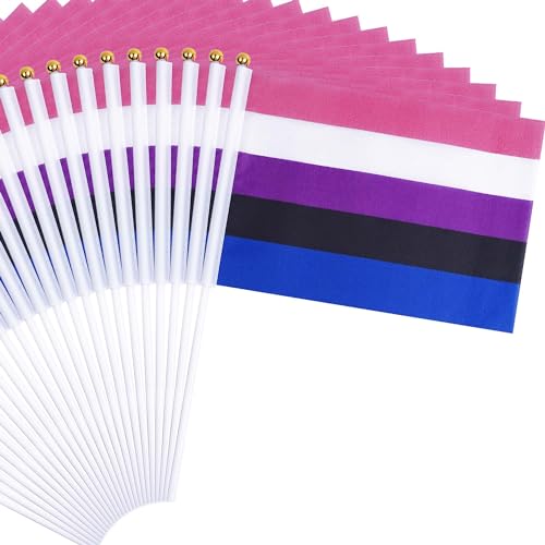 50 Stück Genderfluid Flaggen, Pride Flaggen, Pride Month Zubehör, LBGTQ Agender Flagge, Gender Fluid, Handflagge, Dekorationen, Stuff für Paraden, Regenbogen-Festival, Party