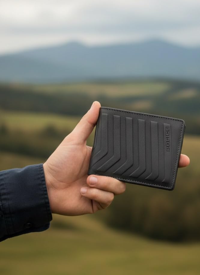 Image of Police Ricco Men's Slim Wallet | Genuine Stone Leather | Compact & Stylish Everyday Wallet