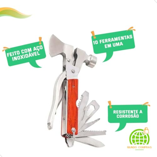Martelo Tatico Multifuncional Alicate Pesca Caça Camping Acampamento Multi Função 9 em 1 Mundo Compr