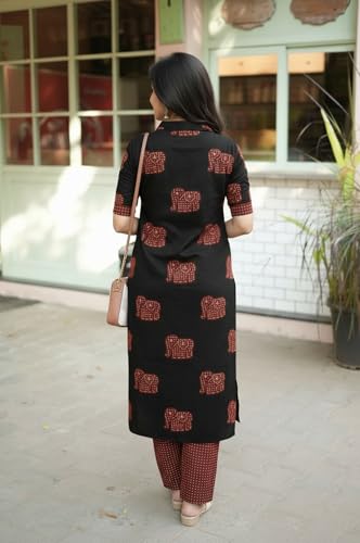 Image of ANNI Designer Women's Rayon Viscose Printed Kurta Pant Set | Collar Neck Straight Ethnic Suit for Casual, Daily, and Office Wear