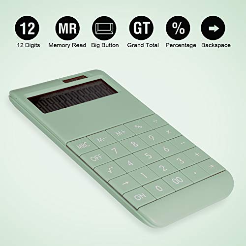 Eoocoo Basic Standard Calculator 12 Digit Desktop Calculator With Large Lcd Display For Office, School, Home & Business Use, Modern Design - Green #TOP2
