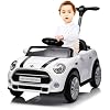 Voupou Kids Push Car,Ride On Car,Licensed MINI Cooper Toddler Push Car Toy with Adjustable Push Rod, Horn Music, Seat Belt,- Ideal Stroller Substitute for Kids 1-3 Years Old