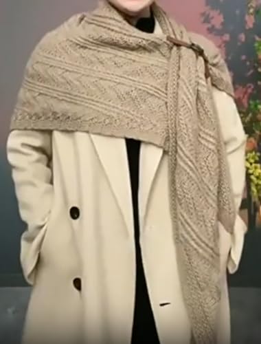 Women's Solid Color Shawl, Cable Knitted Warm Triangle Shawl Wraps Women Fashion Elegant Crochet Sweater Scarf Top2