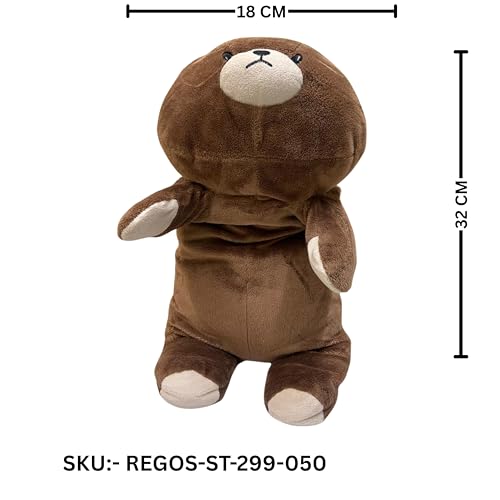 Image of Lazy Brown Baby Bear Soft Toy | Ultra Soft Flat Plush Baby Cushion | Cute Hug Toy for Kids & Girlfriend (23 CM)